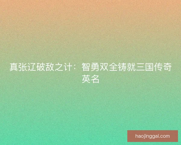 真张辽破敌之计：智勇双全铸就三国传奇英名