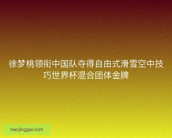 徐梦桃领衔中国队夺得自由式滑雪空中技巧世界杯混合团体金牌