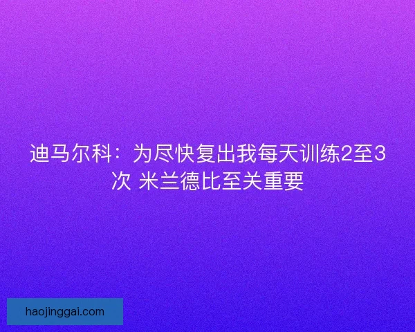 迪马尔科：为尽快复出我每天训练2至3次 米兰德比至关重要