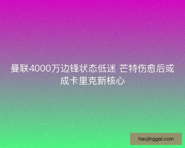 曼联4000万边锋状态低迷 芒特伤愈后或成卡里克新核心