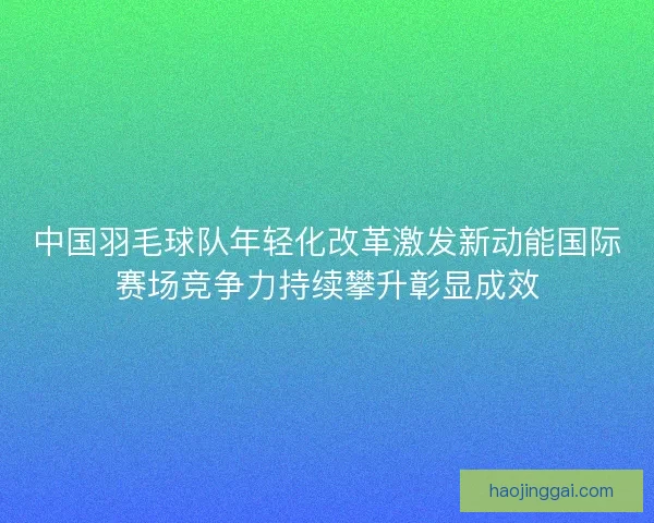 中国羽毛球队年轻化改革激发新动能国际赛场竞争力持续攀升彰显成效
